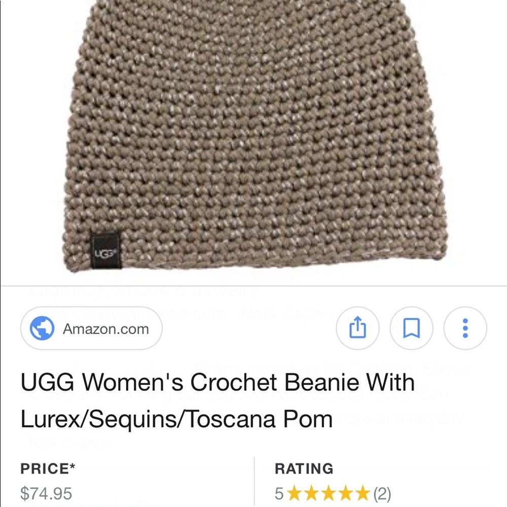 Women Uggs Crochet Beanie Lurex/Sequins/Pom O/S